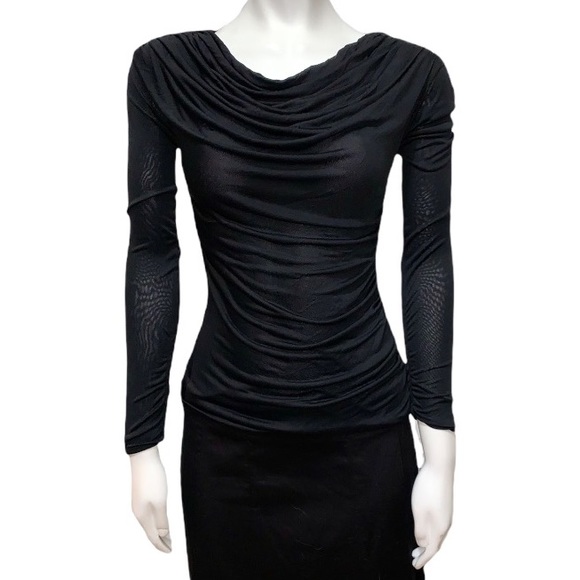 DEREK LAM BLACK COWL NECK BLOUSE - Picture 2 of 9